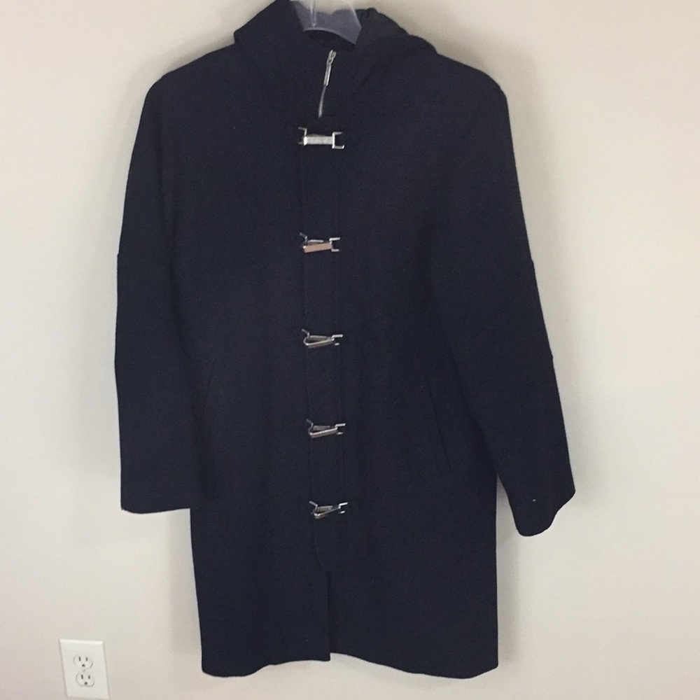 Vintage Ralph Lauren Black Label Wool Blend Black Hooded Coat M